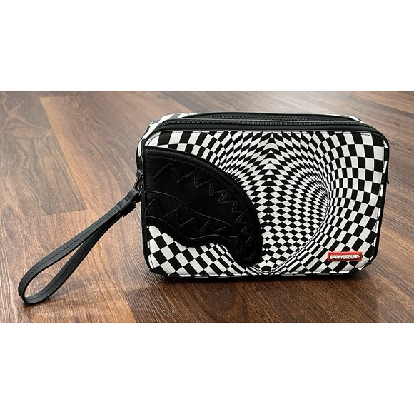 Sprayground Handbags - Sprayground Trippy Check Toiletery Aka Money Bag New‎